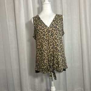 Stylish Leopard Print Sleeveless Blouse
